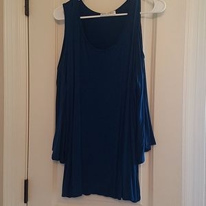 Teal cold shoulder tunic